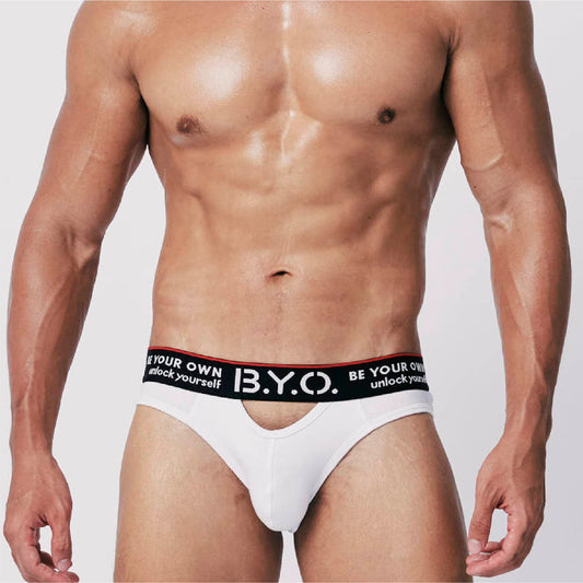 【斷碼區】B.Y.O.BeYourOwn-洞洞三角褲-純棉白