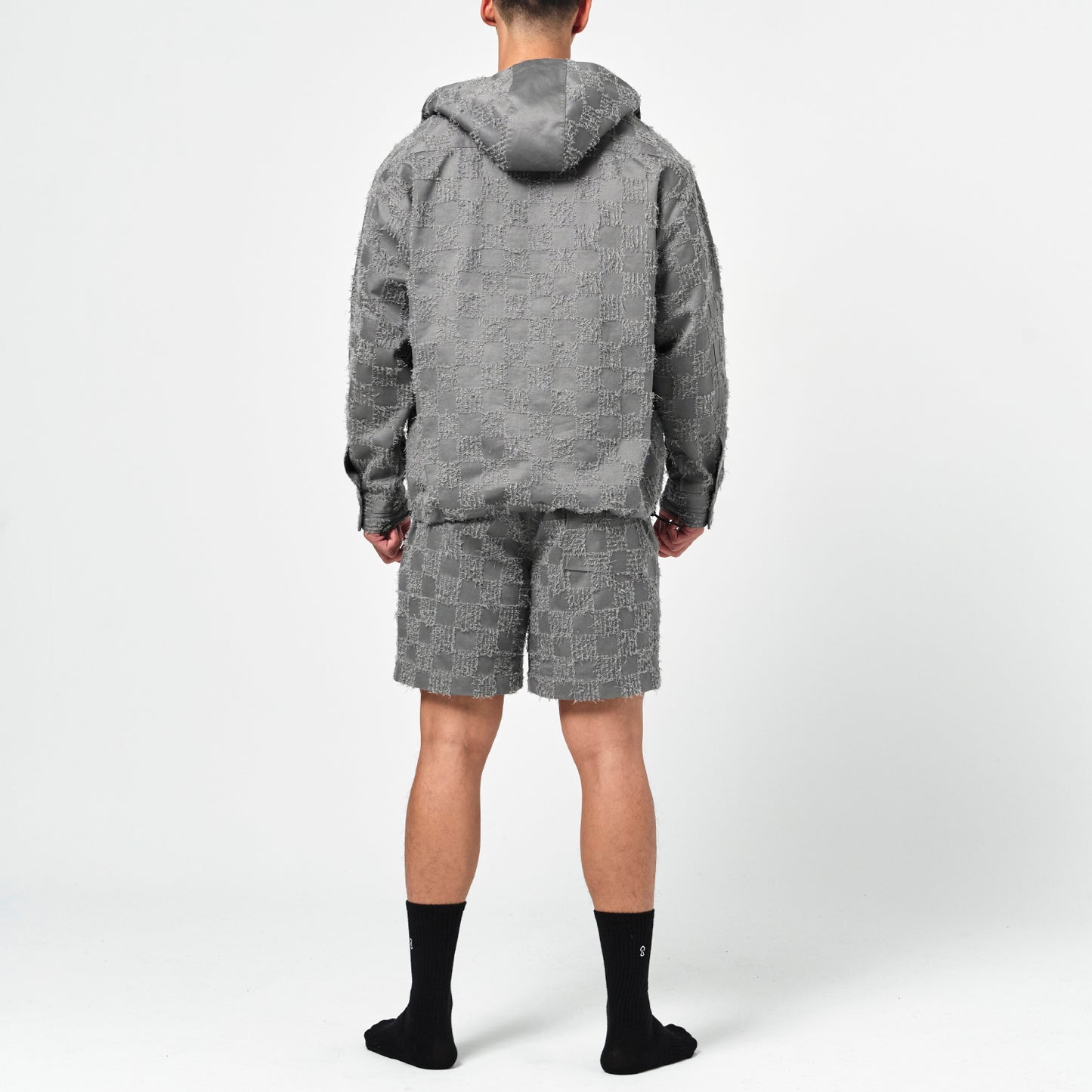 BeWithYou - Gray Fur Check Hoodie