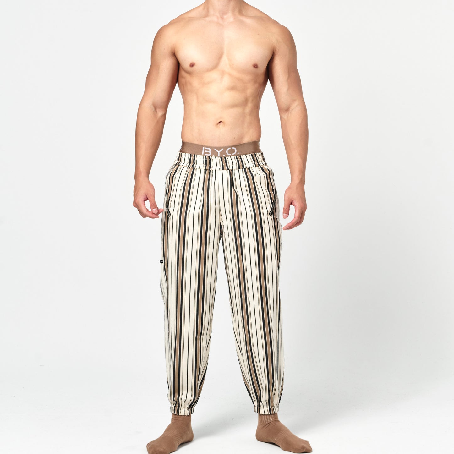BeWithYou - กางเกงมีซิป Cami Stripe