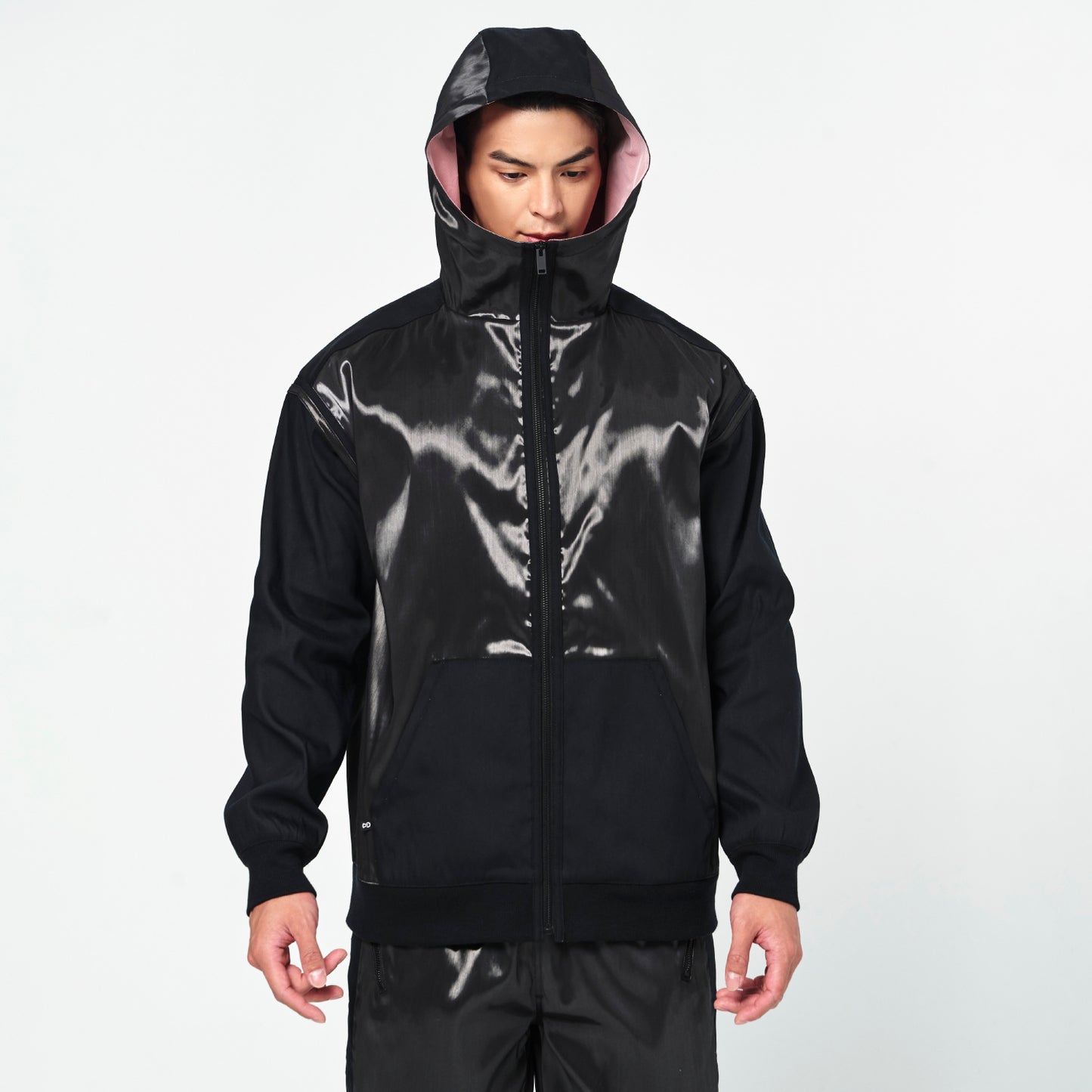 BeWithYou- Bright Black Contrast Hooded Jacket