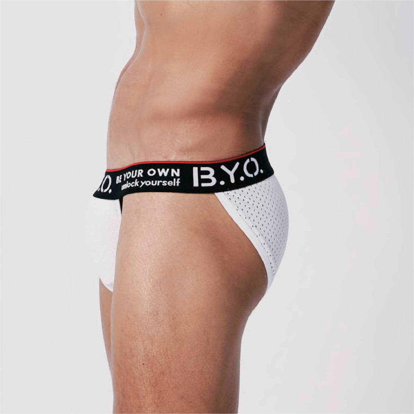 B.Y.O.BeYourOwn-กางเกงชั้นในร่องสูง-ตาข่ายสีขาว