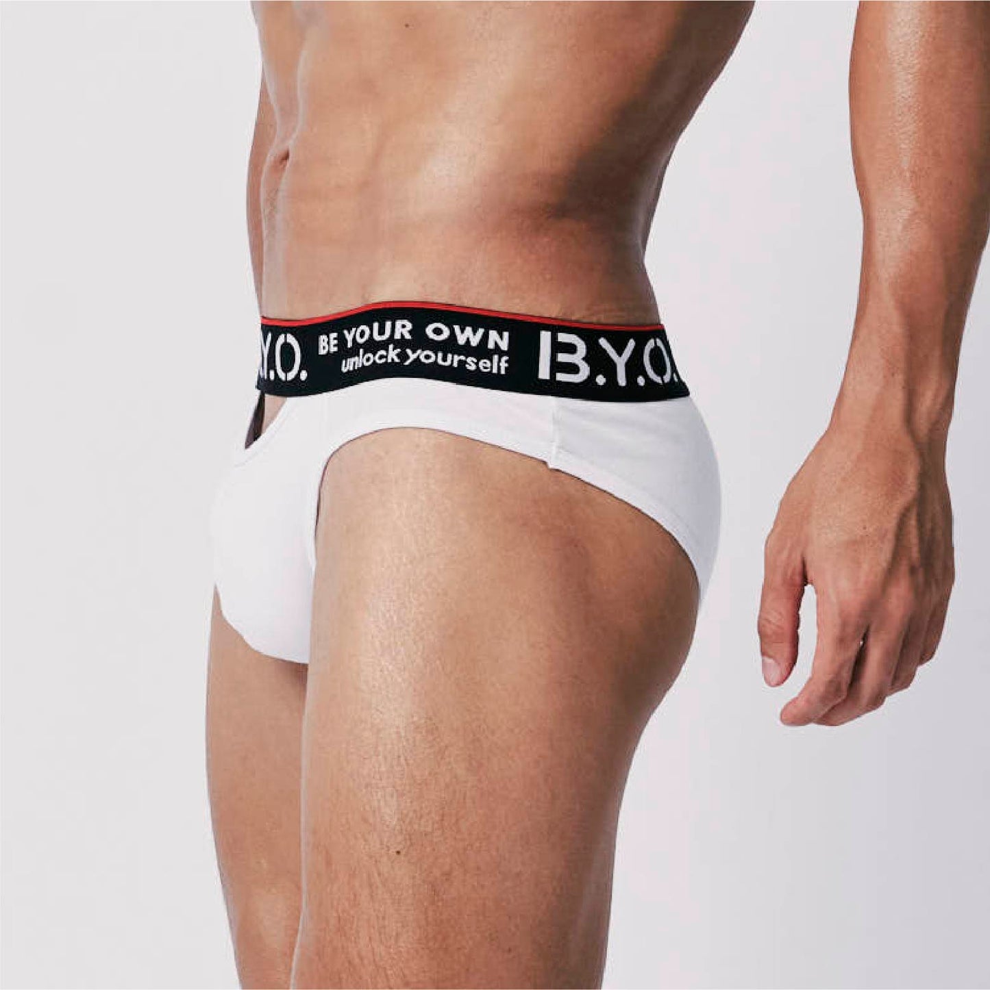 B.Y.O.BeYourOwn-Hole Briefs-Cotton White