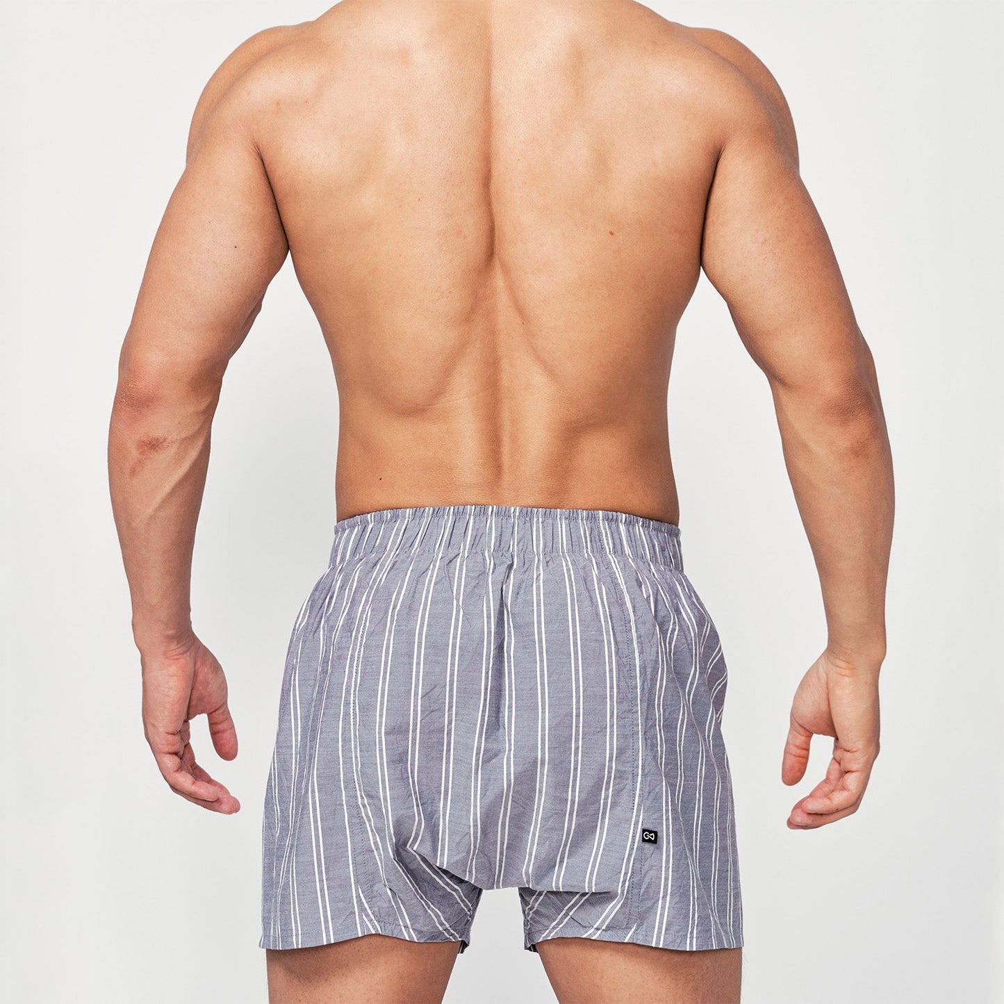 Boxer M.I.T. 日系條紋寬鬆四角褲(簡約灰)